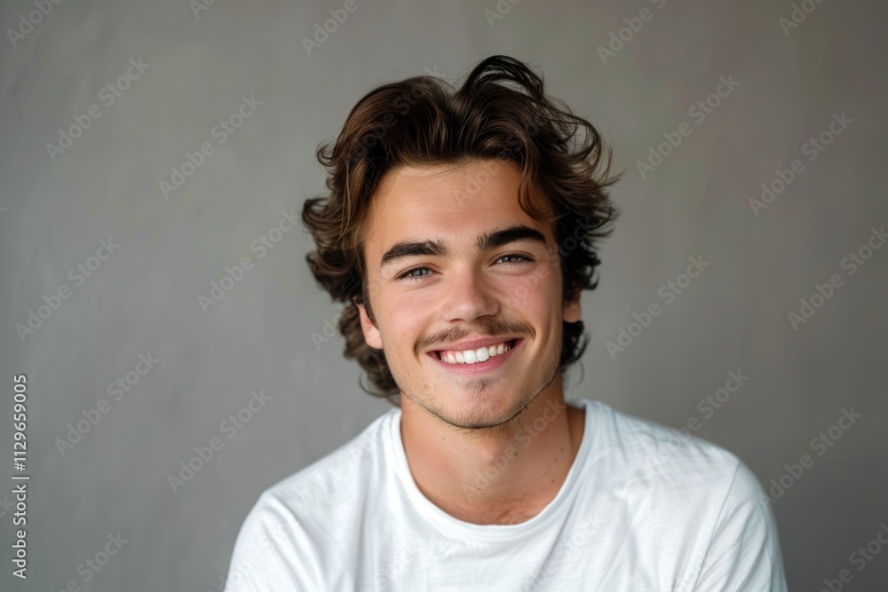 Smiling young man in white t shirt Smiling young man in white t shirt
