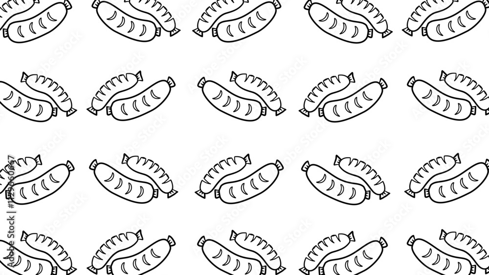 Sausage Pattern Seamless Design. Sausage doodle seamless pattern with a black and white color suitable for background. Sausage Pattern Background.
Sausage Pattern Seamless Design. Sausage doodle seamless pattern with a black and white color suitable for background. Sausage Pattern Background.