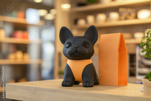 Customizable squeaky toy for dogs displayed on a store countertop, showcasing its playful design and pet accessories
