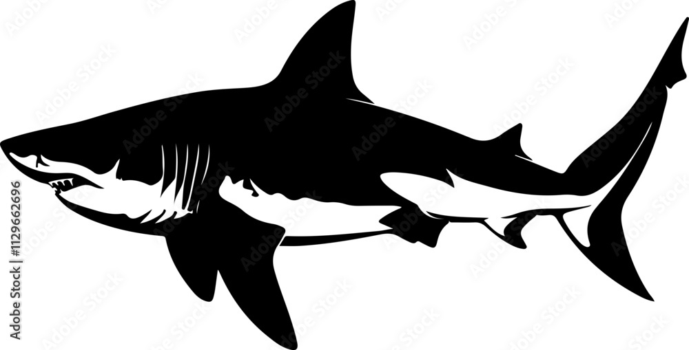 Fototapeta premium Stylized Black and White Shark Illustration