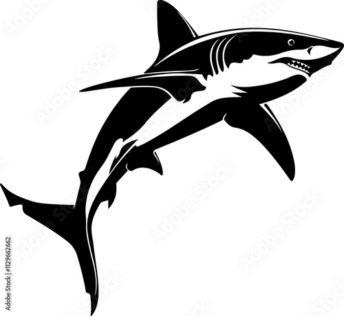 Stylized Black and White Shark Illustration