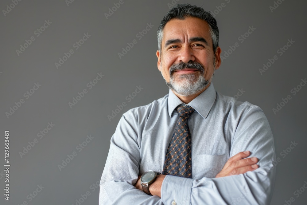 Smiling mature businessman with arms crossed successful and satisfied. Smiling mature businessman with arms crossed successful and satisfied.