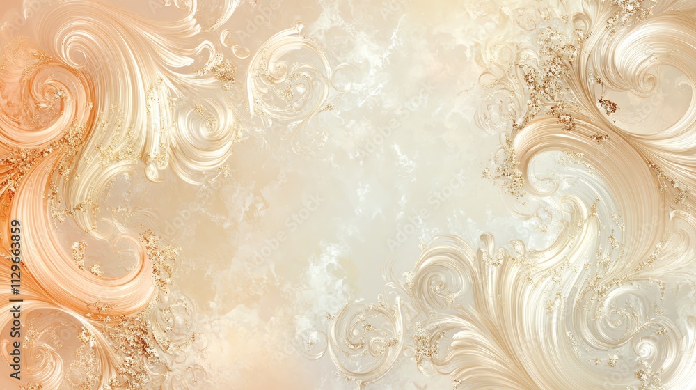Elegant swirl patterns with gold accents create a luxurious and ornate design, perfect for backgrounds and decorative purposes. Elegant swirl patterns with gold accents create a luxurious and ornate design, perfect for backgrounds and decorative purposes.