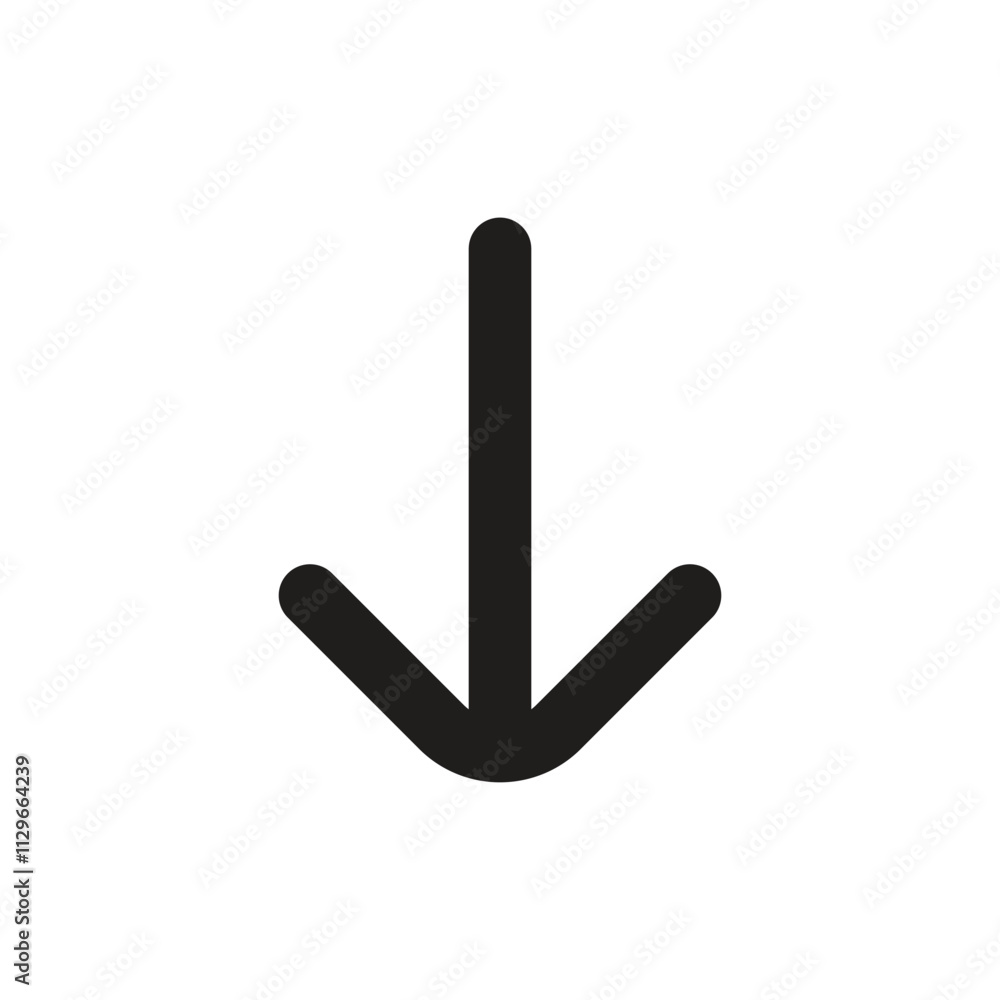 A minimalist white downward arrow icon against a dark gray square background symbolizes direction or download. A minimalist white downward arrow icon against a dark gray square background symbolizes direction or download.