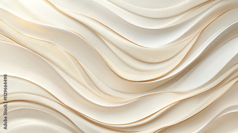 Obraz premium Abstract wavy pattern with soft cream and beige hues, creating a smooth and elegant visual flow for modern design projects.