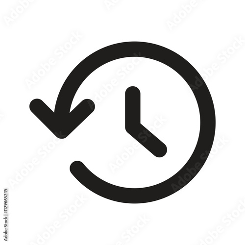 The image shows a simple white clock icon within a circular arrow suggesting cyclical time or a refresh function.