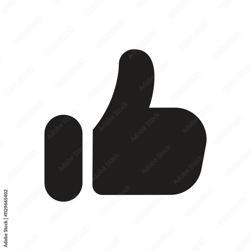The image shows a minimalist white pixel art thumbs up symbol on a grey background. The image shows a minimalist white pixel art thumbs up symbol on a grey background.