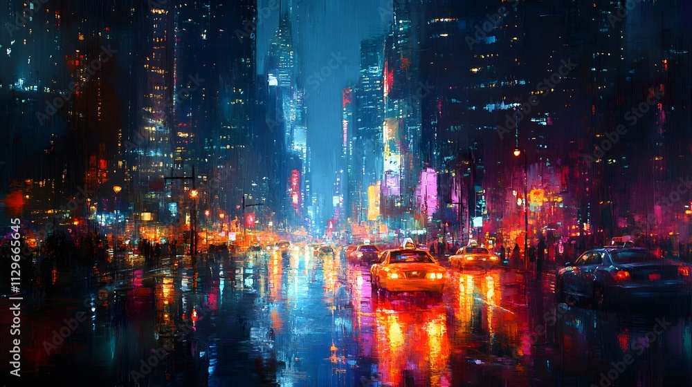 Fototapeta premium Cityscape lights illuminate the night sky, reflecting on the waters of the river