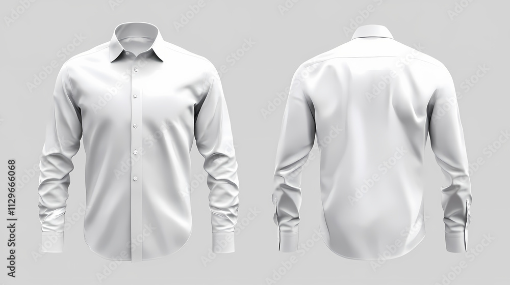 White long-sleeve dress shirt with a classic collar and button closure. Erosion. Illustration White long-sleeve dress shirt with a classic collar and button closure. Erosion. Illustration