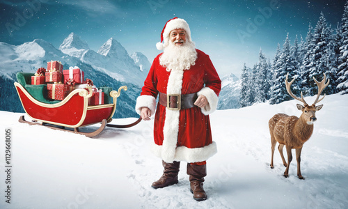 snowflakes over Santa Claus...