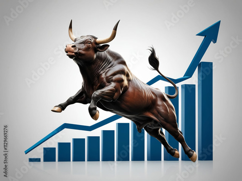 bull with graph trade market photo