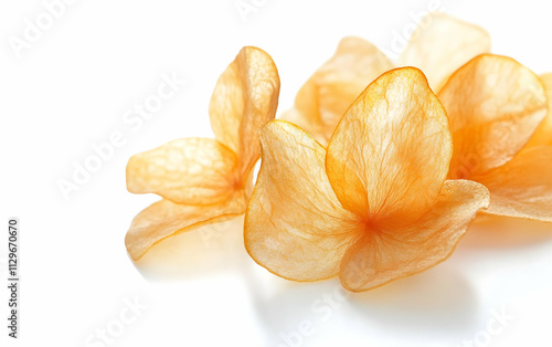 Golden potato chips, crispy and delicious, isolated on white background, clipping path,, AI Generated