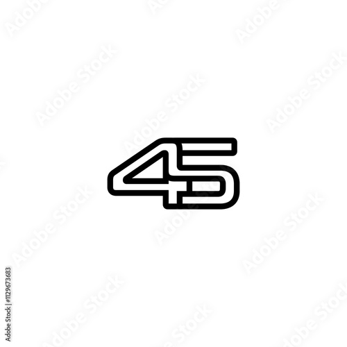 Number four five icon with continuous line. One line icon. Vector illustration.