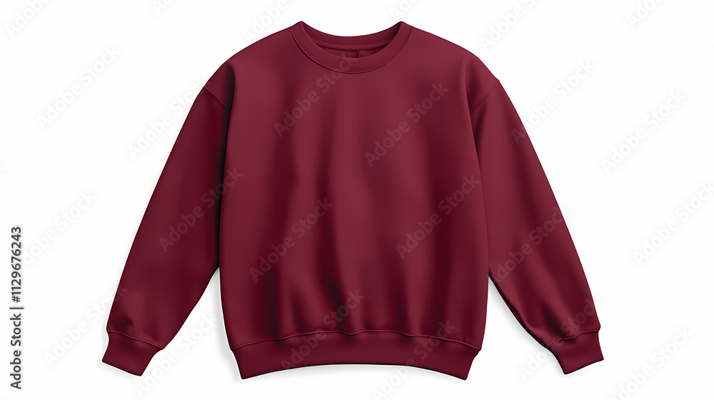A maroon crew neck sweatshirt with long sleeves isolated on a white background. Erosion. Illustration A maroon crew neck sweatshirt with long sleeves isolated on a white background. Erosion. Illustration
