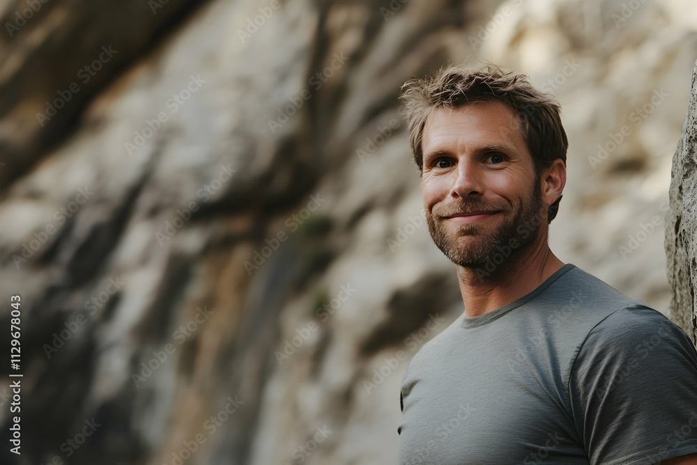 Male athlete mastering rock climbing techniques during a rugged outdoor session, AI Generated Male athlete mastering rock climbing techniques during a rugged outdoor session, AI Generated