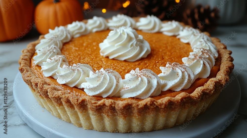 Delicious Pumpkin Pie Tart Topped With Whipped Cream Delicious Pumpkin Pie Tart Topped With Whipped Cream