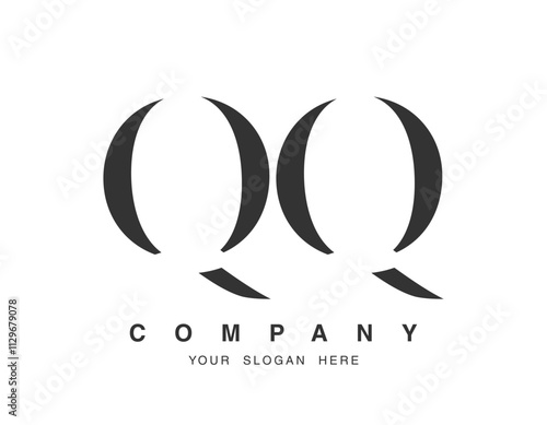 QQ logo design. Initial letter q and q serif font style. Creative classic company name typography. Trendy logotype or identity.