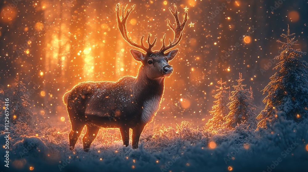 Majestic Reindeer Stands in a Winter Wonderland Majestic Reindeer Stands in a Winter Wonderland