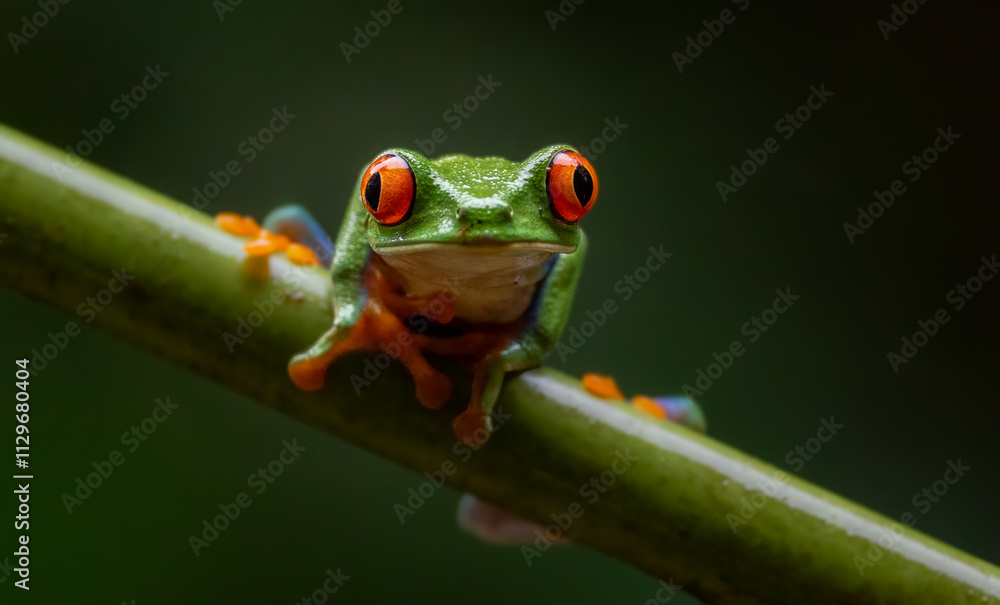 Obraz premium Red-eyed tree frog in the rainforest of Costa Rica