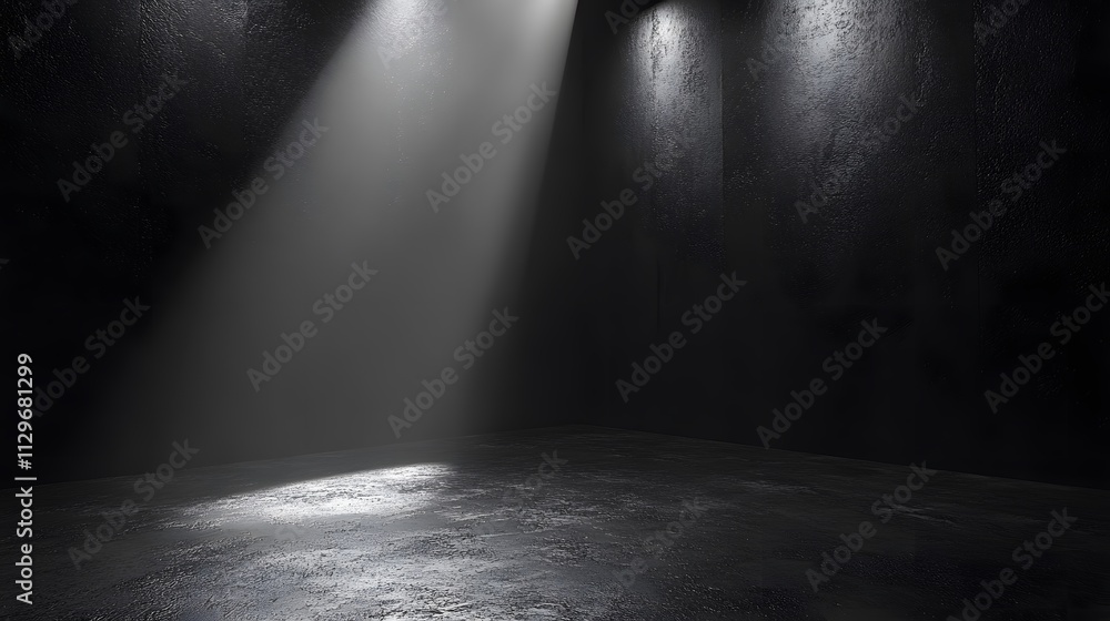 Dark Room Illuminated By Spotlights On Rough Floor Dark Room Illuminated By Spotlights On Rough Floor