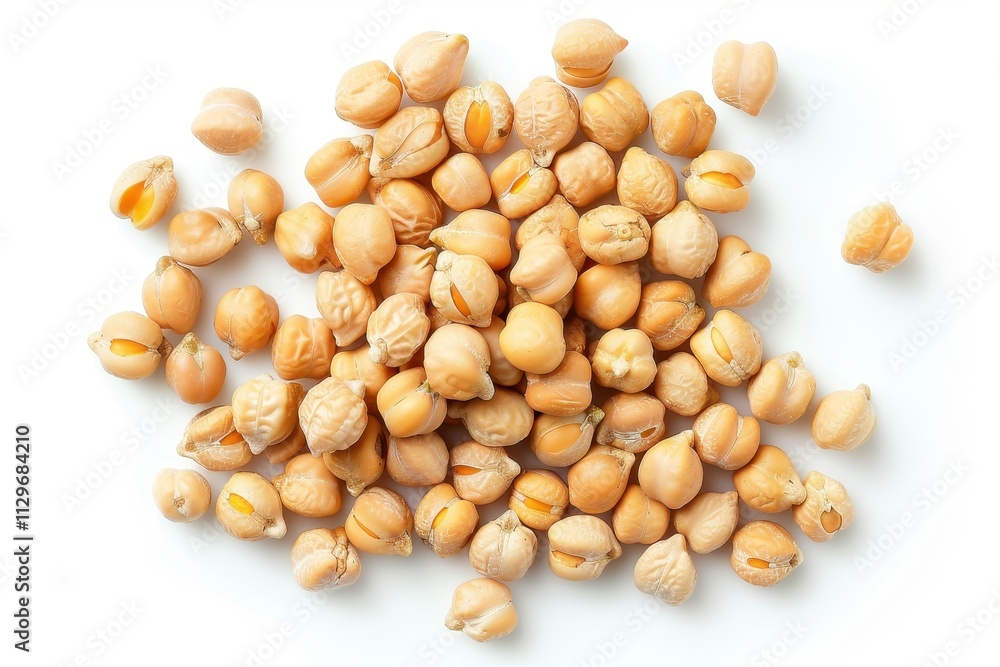 Chickpeas on white background top view Chickpeas on white background top view