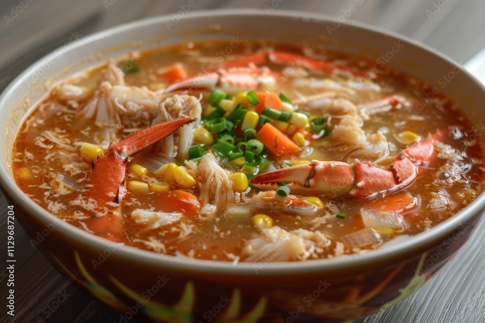 Chinese soup with crab carrot corn Chinese soup with crab carrot corn