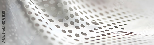 Perforated or one-way vision window film, showing close-up details of white plastic foil with small holes  -