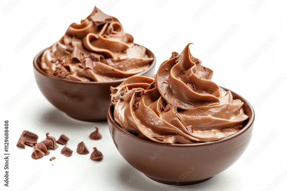Chocolate cream on white background Chocolate mousse and spread Chocolate cream on white background Chocolate mousse and spread