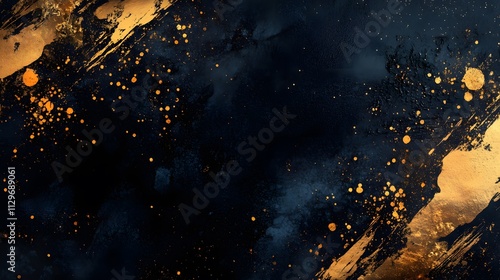 Abstract Gold And Black Ink Splashes Background