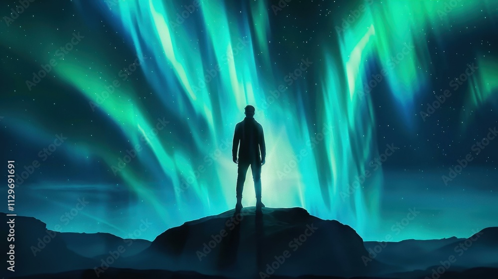 Experience the enchanting night in Estonia, where a lone figure seeks adventure under a starry sky and vivid northern lights. Experience the enchanting night in Estonia, where a lone figure seeks adventure under a starry sky and vivid northern lights.