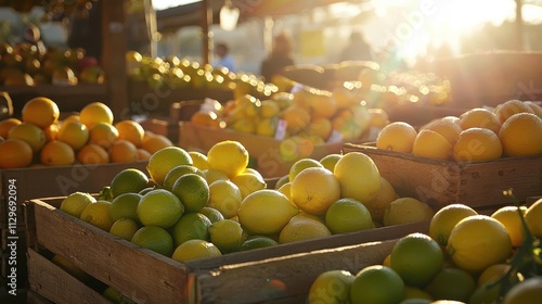 Vibrant citrus harvest at local farmers market fresh produce outdoor daylight abundance of fruits