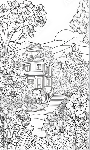 Coloring book wild landscape