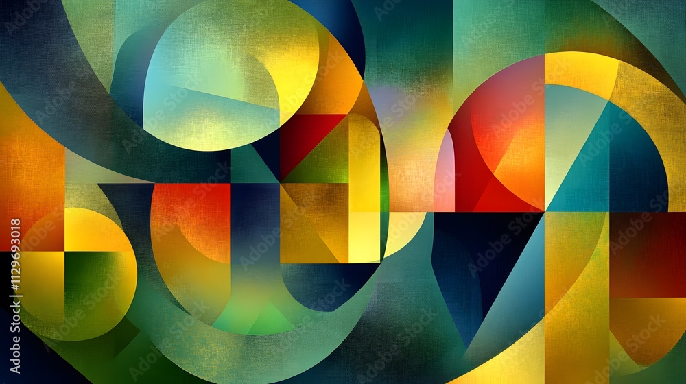 Abstract Geometric Composition of Vibrant Hues and Shapes Abstract Geometric Composition of Vibrant Hues and Shapes