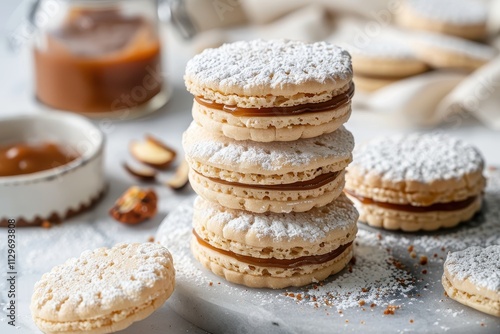 Wallpaper Mural Classic Argentine alfajores with dulce de leche on marble surface Argentine cuisine idea Torontodigital.ca