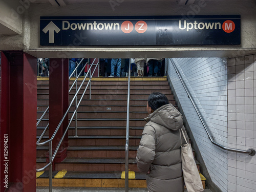 New York City MTA Subway Downtown and Uptown Sign