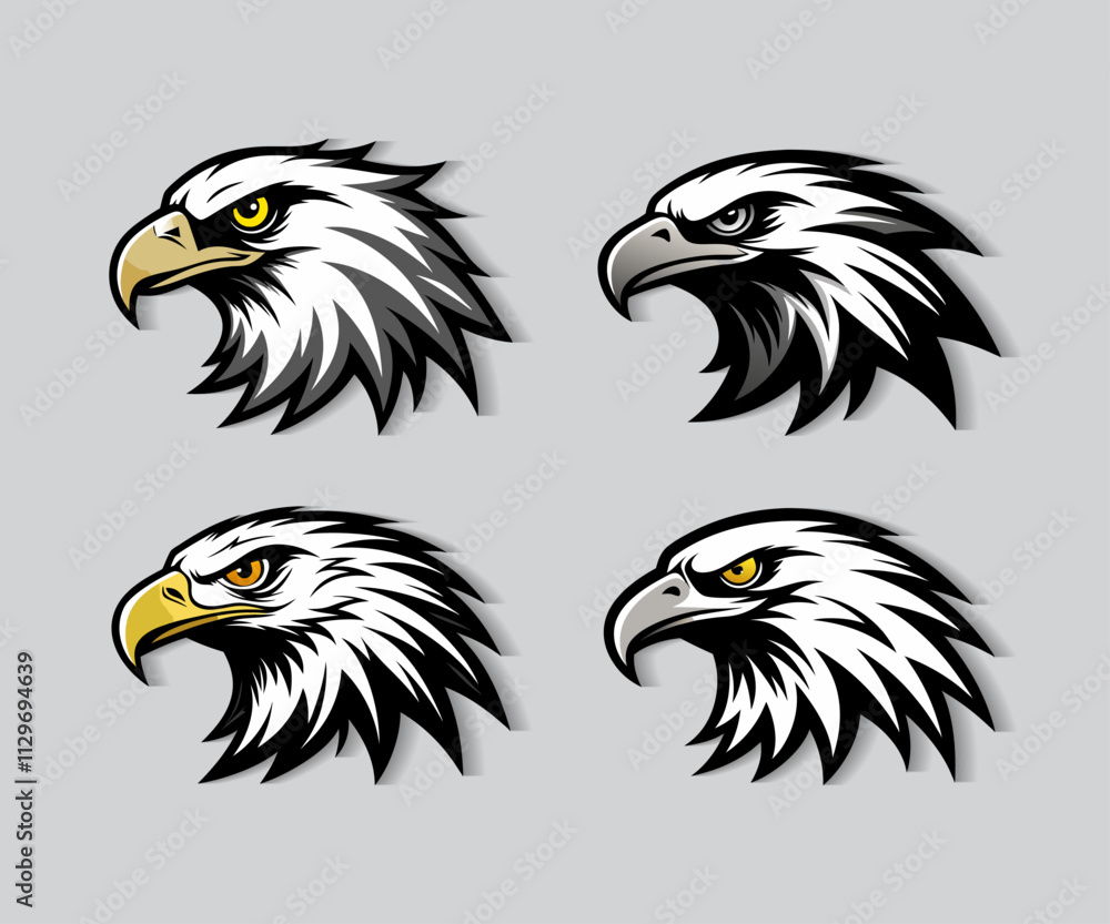 Obraz premium Eagle head logo or silhouette set 01