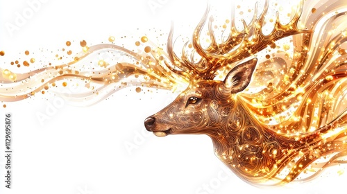 Side profile of a deer in detailed doodle art, flowing lines and abstract motifs creating a unique hunting scene in vector style photo