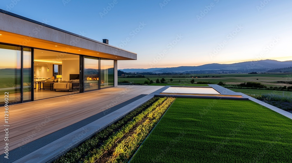 Smart home close-up, luxury residential design, sleek modern finishes, green roof, sustainable materials, and high-tech integration Smart home close-up, luxury residential design, sleek modern finishes, green roof, sustainable materials, and high-tech integration