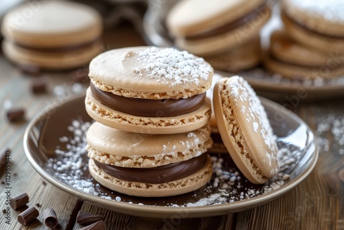 Close up of Argentine alfajores on a plate