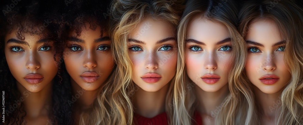 A diverse group of beautiful women with natural beauty and glowing smooth skin. Portrait of many attractive female fashion models with great skincare of all races, tones and style,
A diverse group of beautiful women with natural beauty and glowing smooth skin. Portrait of many attractive female fashion models with great skincare of all races, tones and style,