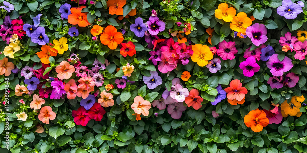 Wall of multi-colored flowers bursting with vibrant life and beauty, AI Generated Wall of multi-colored flowers bursting with vibrant life and beauty, AI Generated
