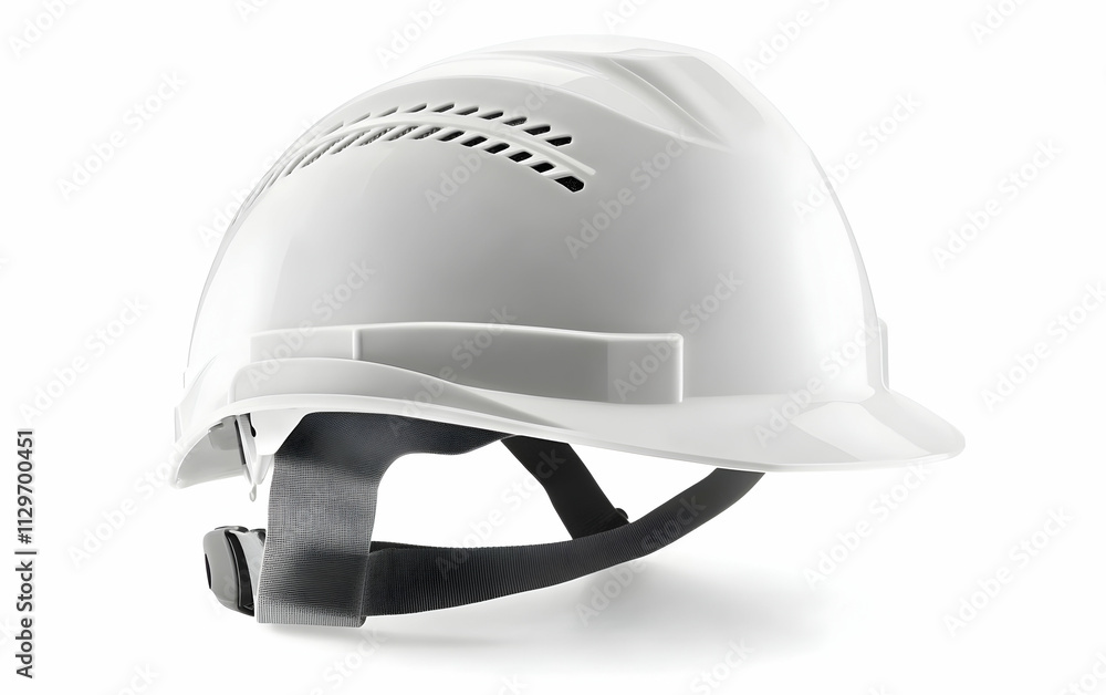 Fototapeta premium White construction safety helmet, isolated on white background, clipping path,, AI Generated
