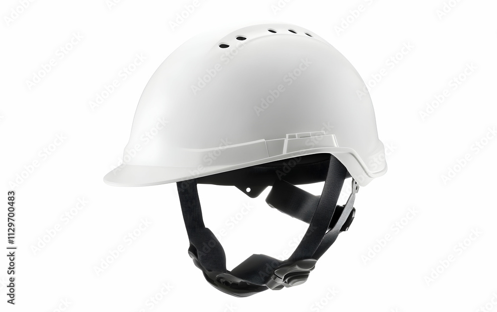 Fototapeta premium White construction safety helmet, isolated on white background, clipping path,, AI Generated