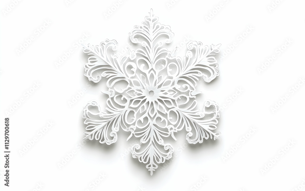 White snowflake ornament, intricate design, isolated on white background, clipping path,, AI Generated White snowflake ornament, intricate design, isolated on white background, clipping path,, AI Generated