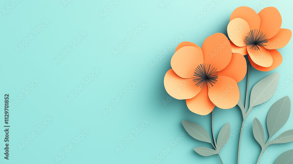 Obraz premium cute, colorful paper-cut flowers