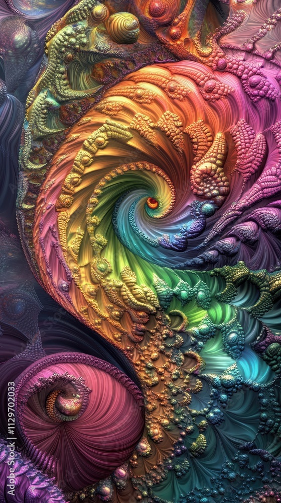 Hypnotic psychedelic fractal patterns with vivid swirling shapes in rainbow gradient hues Hypnotic psychedelic fractal patterns with vivid swirling shapes in rainbow gradient hues