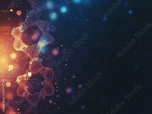 Abstract Science atoms and molecules. View of Human Genome Structure on Dark Background