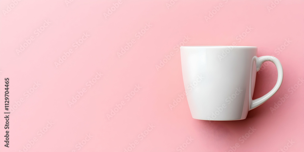 Minimalist white coffee mug against a soft pastel pink background, offering simplicity and . High quality image Minimalist white coffee mug against a soft pastel pink background, offering simplicity and . High quality image