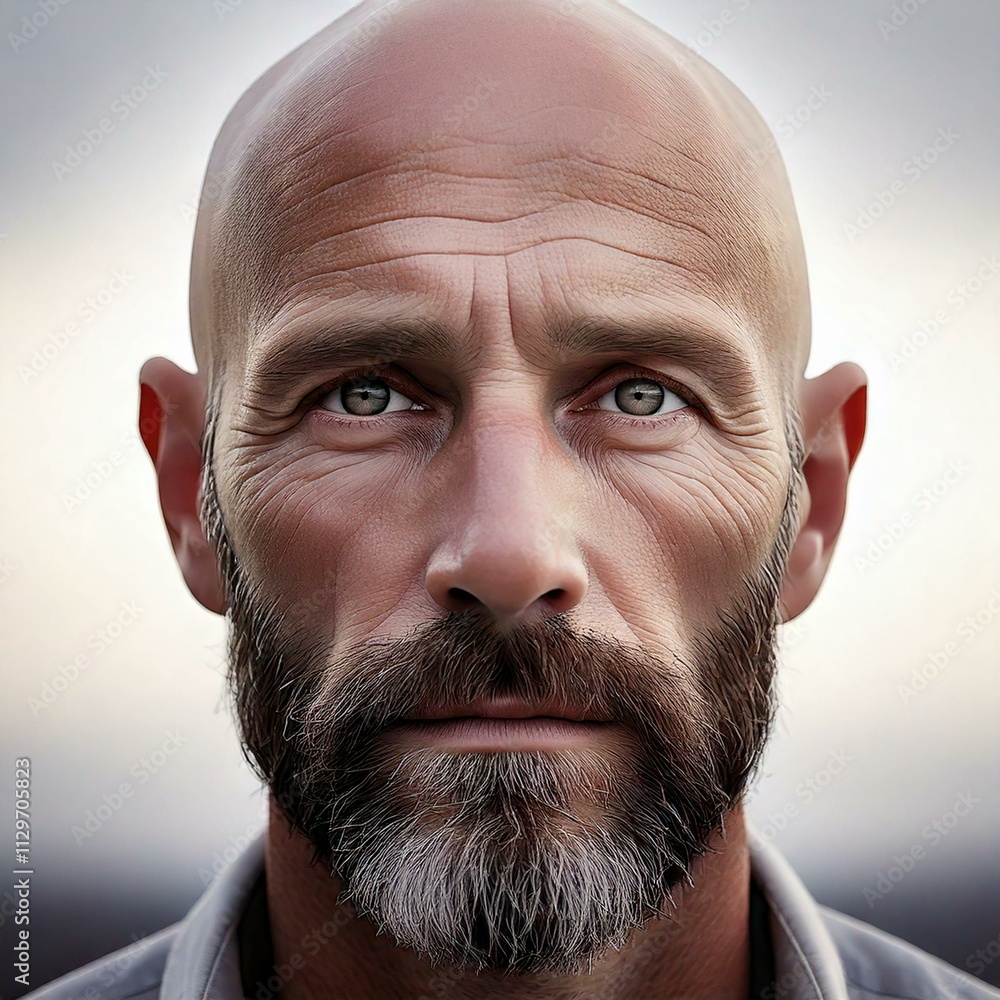 portrait of a man with beard and a bald head