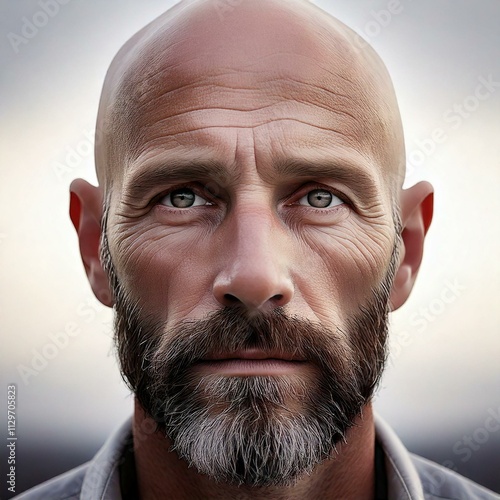 Obraz na płótnie portrait of a man with beard and a bald head w salonie